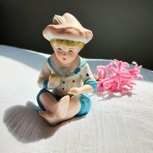 🌺 COQUETTE CORE🌺 VTG little boy blue Piano Baby, 1940s bisque porcelain figure